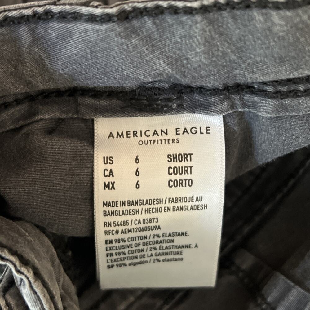 American Eagle Outfitters Y2K Cargo Pants Baggy Wide Leg Gray Black Women 6 - Picture 7 of 12